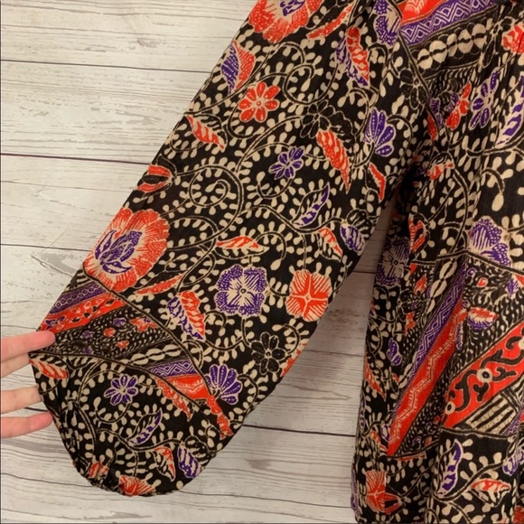 Zara Trafaluc floral long sleeve boho peasant top - Picture 4 of 5